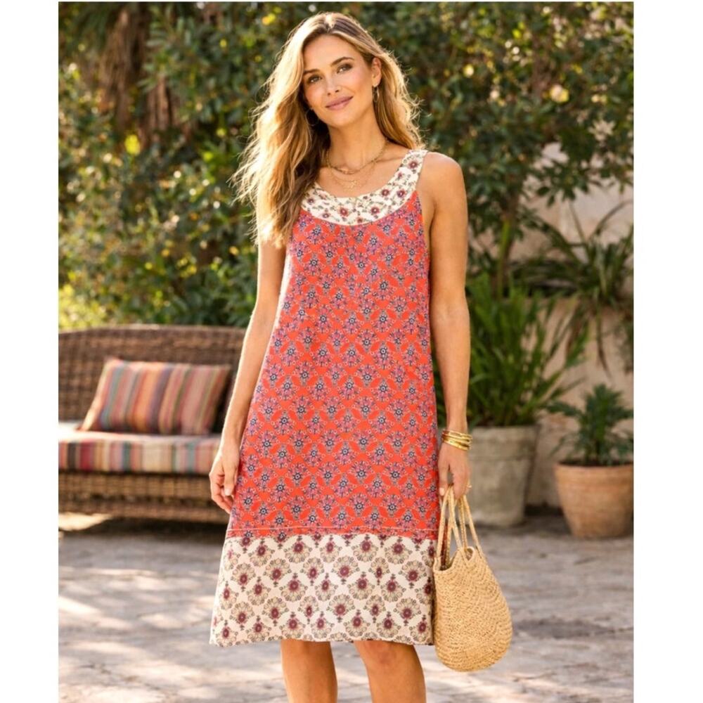 Boden Tile Print Sleeveless Boho Mediterranean Summer Shift Dress Size 12 - Picture 7 of 8